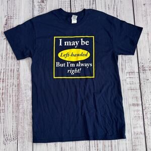 Gildan Left Handed Always Right Funny Graphic Tee Navy Men’s Medium